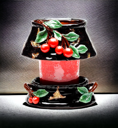 Ceramic Medium Cherry Candle Holder Shade and Base Home Décor Gift for Her Gift for Mom Kitchen Décor Farmhouse Décor