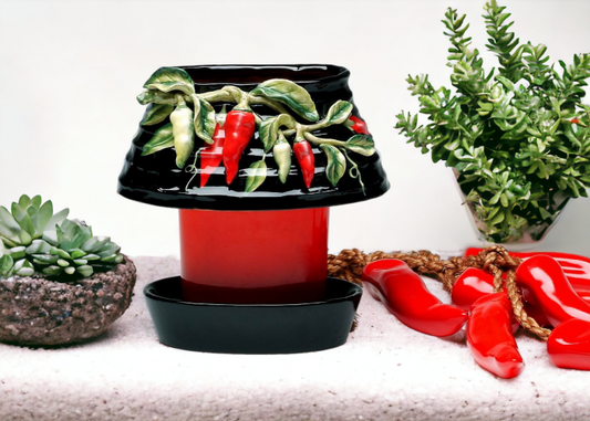 Ceramic Medium Chili Pepper Candle Holder Shade and Base Home Décor Gift for Her Gift for Mom Kitchen Décor Farmhouse