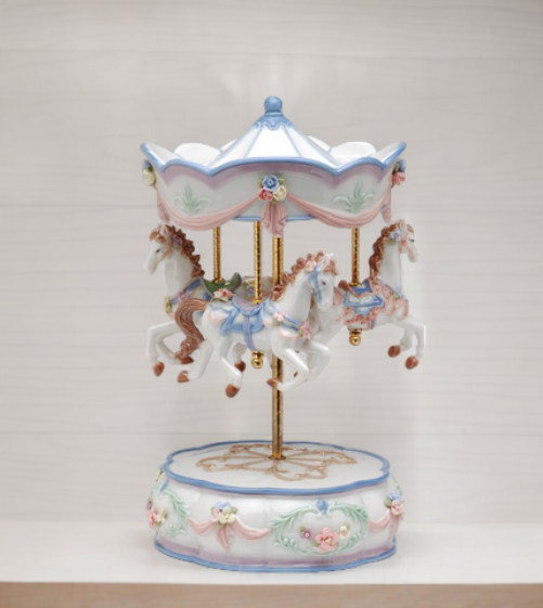 Ceramic Merry-Go-Round Carousel Music Box Home Decor Gift for Her Gift for Mom Horse Lover Gift - Music Boxes