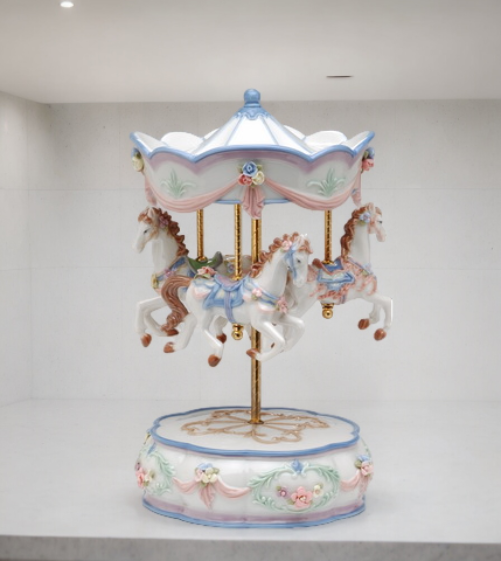 Ceramic Merry-Go-Round Carousel Music Box Home Decor Gift for Her Gift for Mom Horse Lover Gift - Music Boxes
