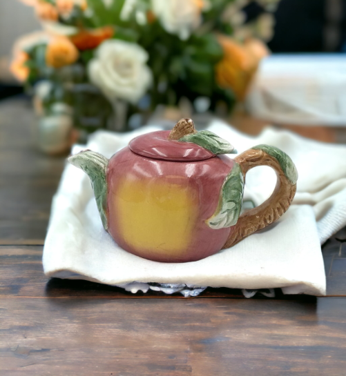 Ceramic Mini Apple Teapot Gift for Her Gift for Mom Tea Party Décor Café Décor Farmhouse Kitchen Décor - teapot