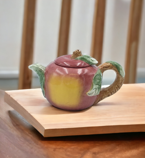 Ceramic Mini Apple Teapot Gift for Her Gift for Mom Tea Party Décor Café Décor Farmhouse Kitchen Décor - teapot