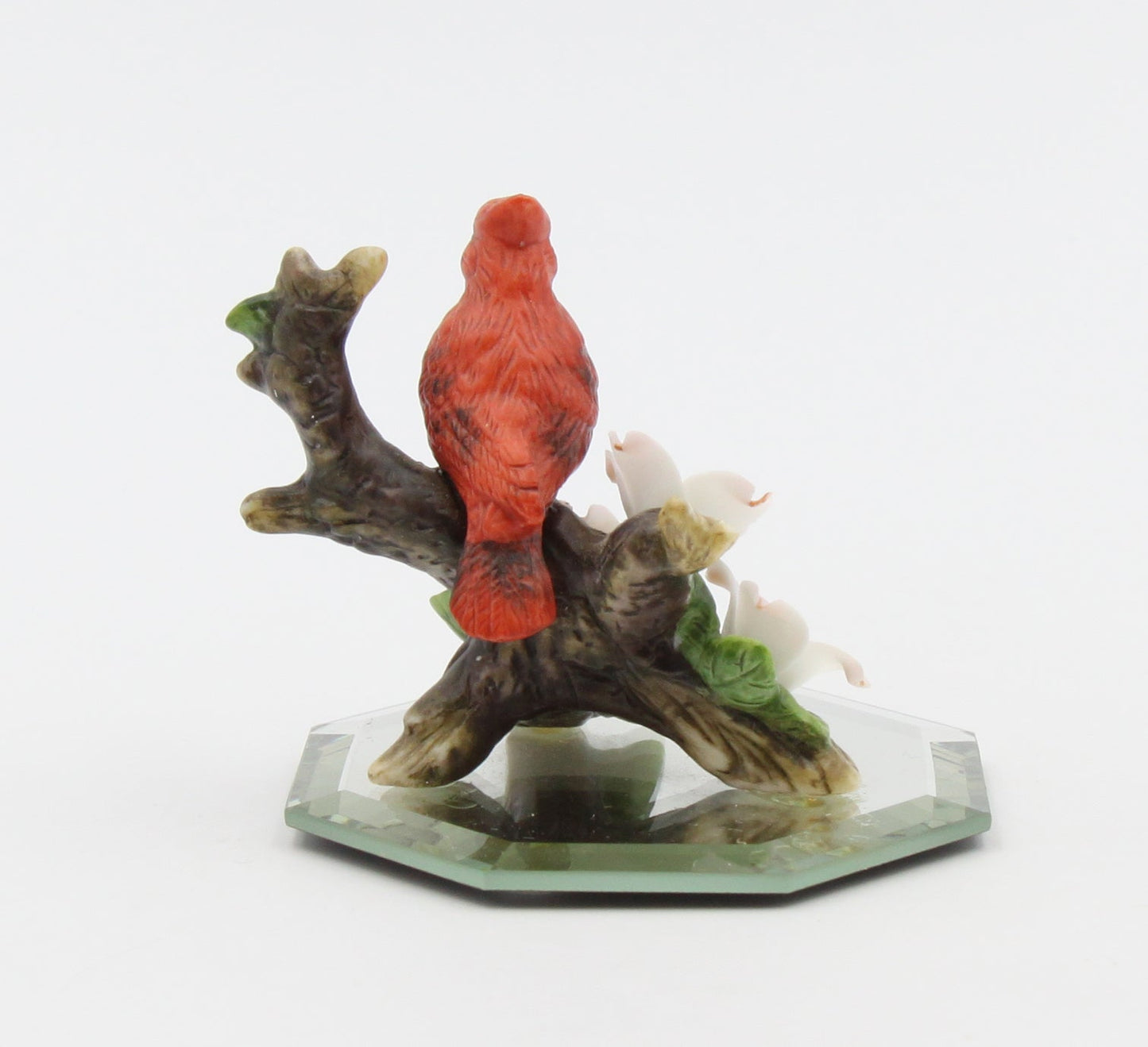 Ceramic Mini Cardinal Bird on Glass Base Figurine Birdwatcher Gift Gift for Her Gift for Mom Home Decor - Figurine