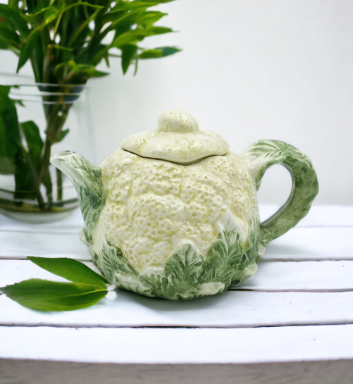 Ceramic Mini Cauliflower Teapot Gift for Her Gift for Mom Tea Party Décor Café Décor Farmhouse Kitchen Décor - teapot