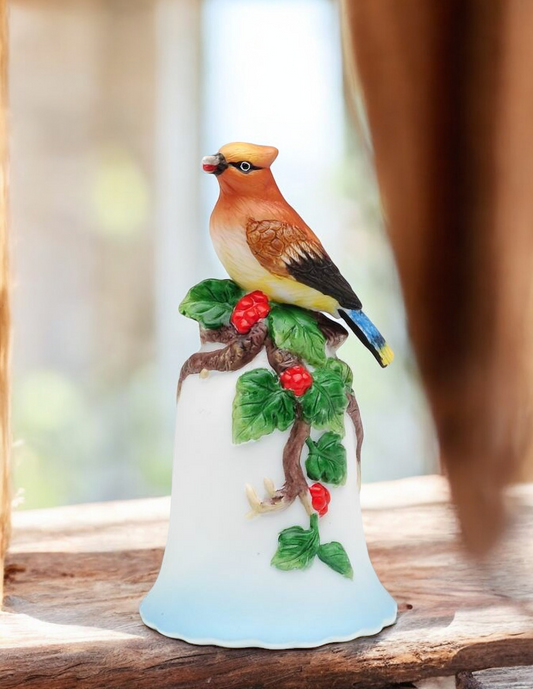 Ceramic Mini Cedar Waxing Bird Bell Birdwatcher Gift Gift for Her Gift for Mom Home Decor - Bell