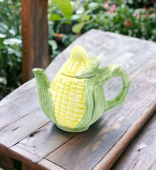 Ceramic Mini Corn Teapot Gift for Her Gift for Mom Tea Party Décor Café Décor Farmhouse Kitchen Décor - teapot