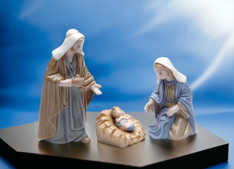 Ceramic Mini Holy Family Nativity Set Of 3 Home Décor Religious Décor Religious Gift Church Décor Baptism Gift
