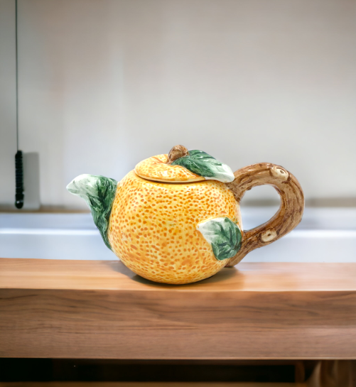 Ceramic Mini Orange Teapot Gift for Her Gift for Mom Tea Party Décor Café Décor Farmhouse Kitchen Décor - teapot