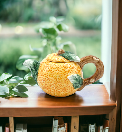 Ceramic Mini Orange Teapot Gift for Her Gift for Mom Tea Party Décor Café Décor Farmhouse Kitchen Décor - teapot