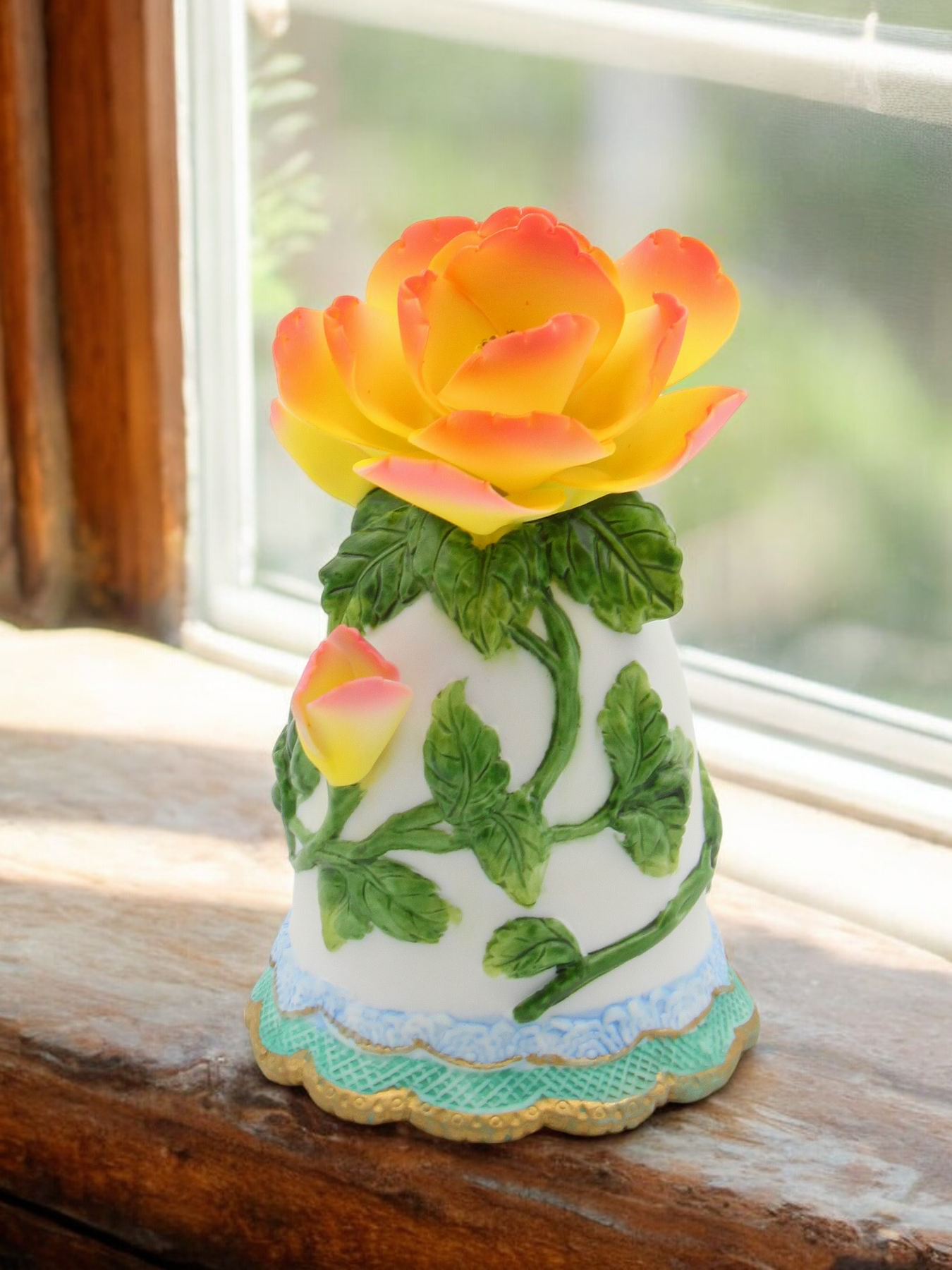 Ceramic Mini Peony Flower Bell Home Decor Wedding Decor Gift for Her Gift for Mom - Bell