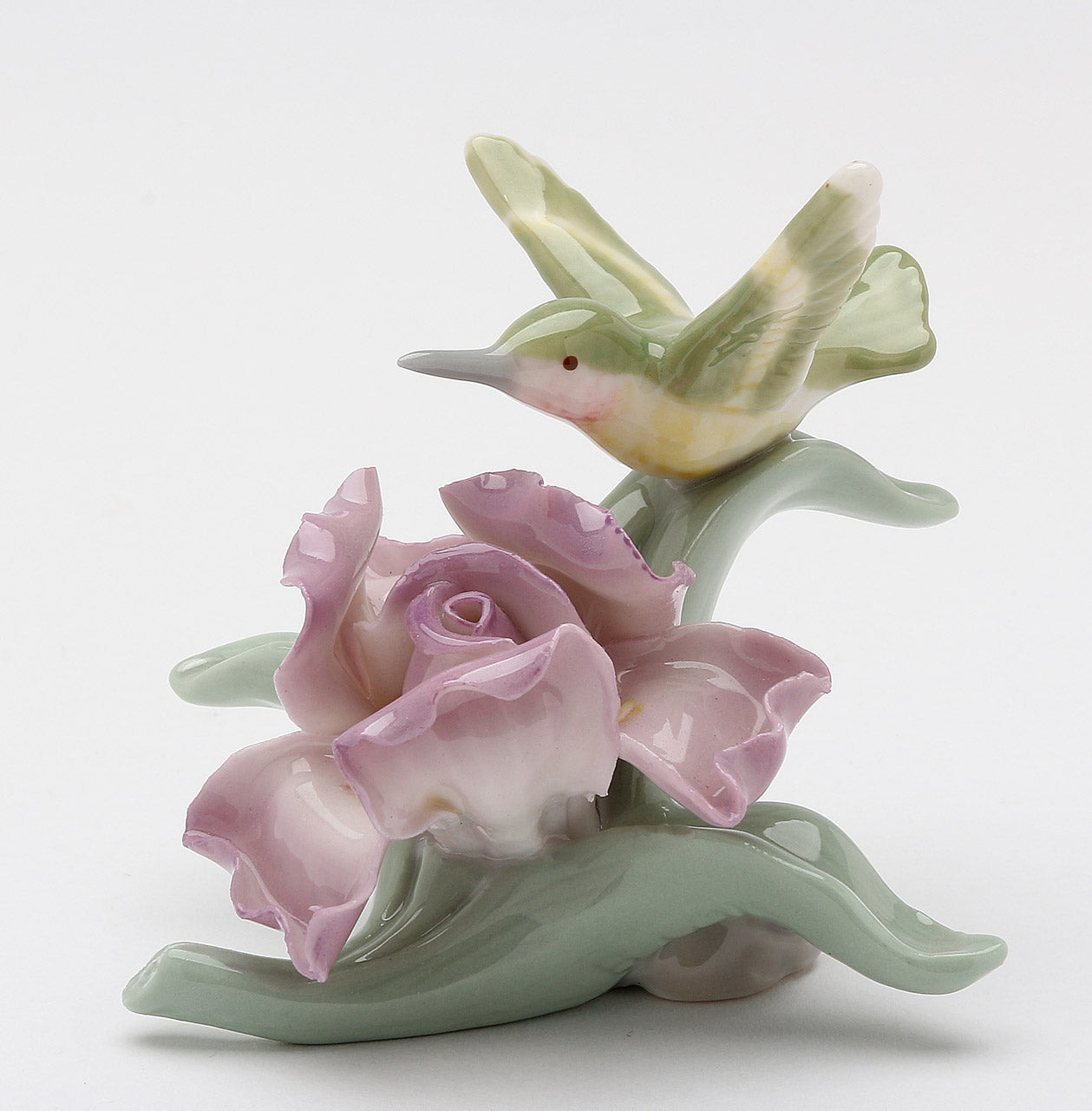 Ceramic Mini Size Hummingbird with Iris Flower Figurine Bird Watcher Gift Garden Decor Home Decor Gift for Her Gift