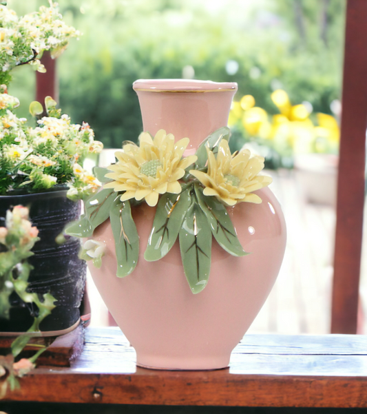 Ceramic Mini Size Ceramic Yellow Flower Vase Home Décor Gift for Her Gift for Mom - vase