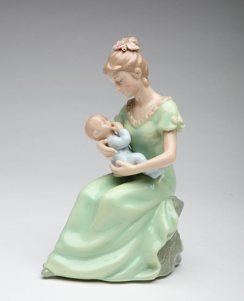 Ceramic Mom Holding Baby Boy Music Box Home Décor Nursery Room Décor Baby Shower Gift - Music Boxes