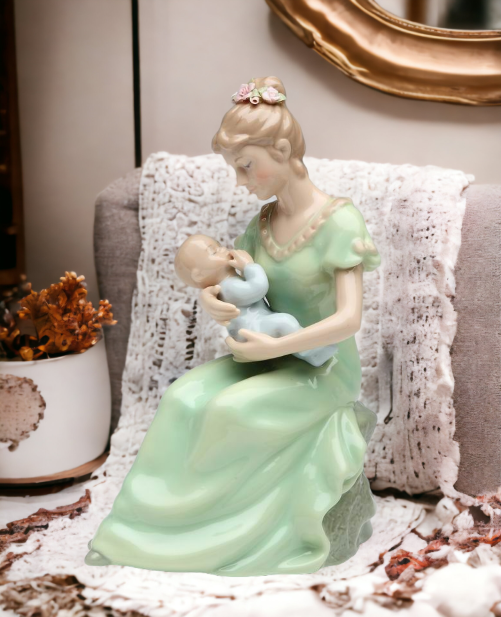 Ceramic Mom Holding Baby Boy Music Box Home Décor Nursery Room Décor Baby Shower Gift - Music Boxes