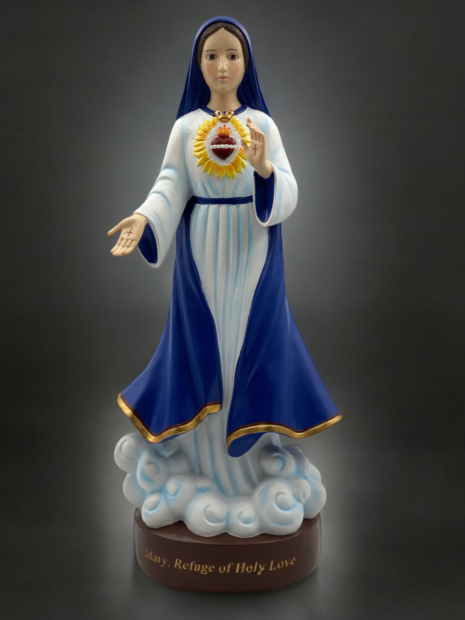 Ceramic Mother Mary Statue Refuge of Holy Love Religious Gift or Decor - Sculptures & Statues
