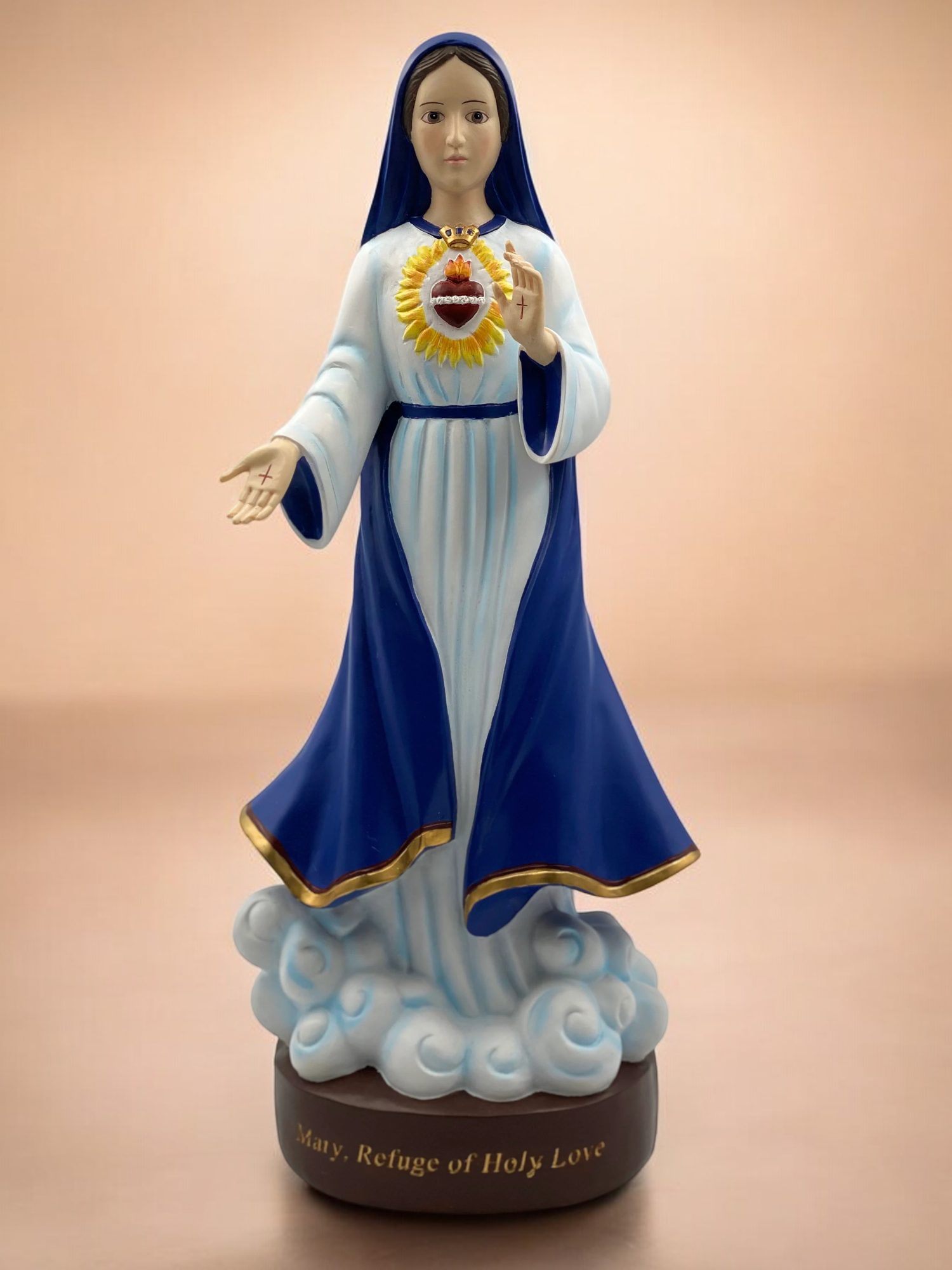 Ceramic Mother Mary Statue Refuge of Holy Love Religious Gift or Decor - Sculptures & Statues