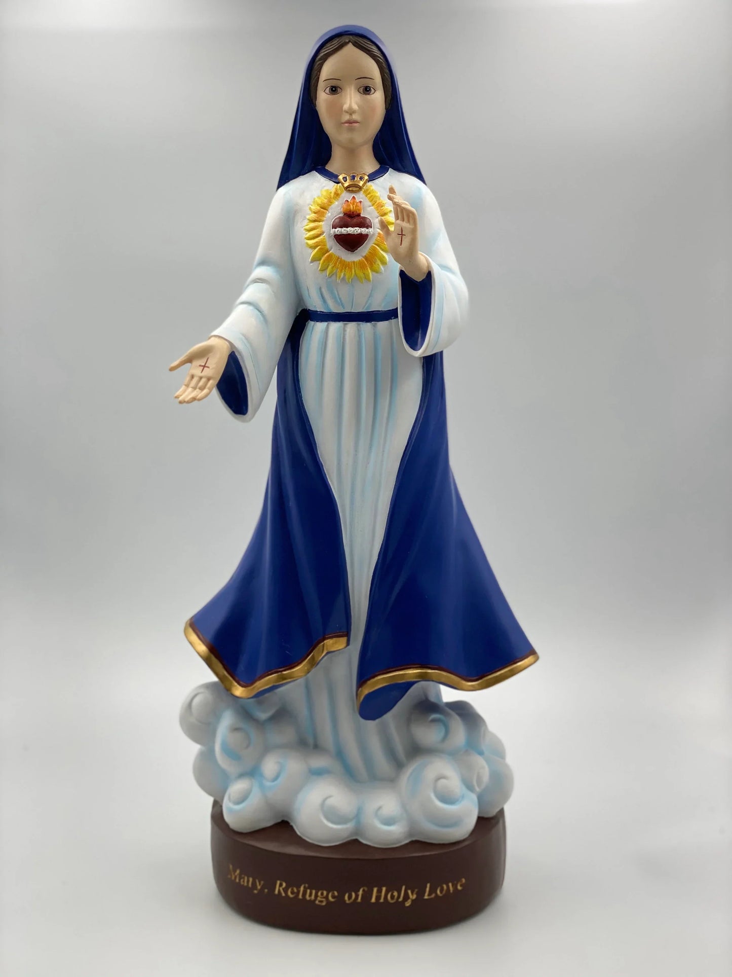 Ceramic Mother Mary Statue Refuge of Holy Love Religious Gift or Decor - Sculptures & Statues