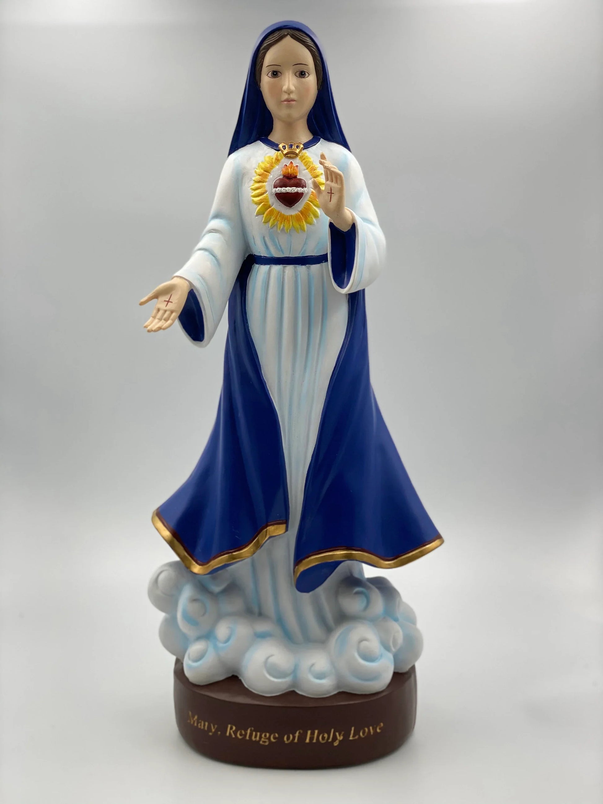 Ceramic Mother Mary Statue Refuge of Holy Love Religious Gift or Decor - Sculptures & Statues
