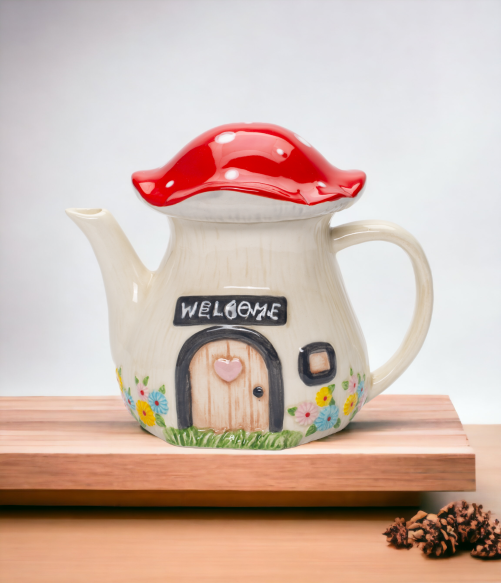 Ceramic Mushroom Teapot Tea Party Decor Gift for Her Gift for Mom Kitchen Décor Farmhouse Décor Nature Lover Gift