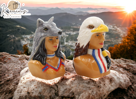 Ceramic Native American Indian Salt And Pepper Shakers Home Décor Gift for Her Gift for Mom Kitchen Décor - Salt &