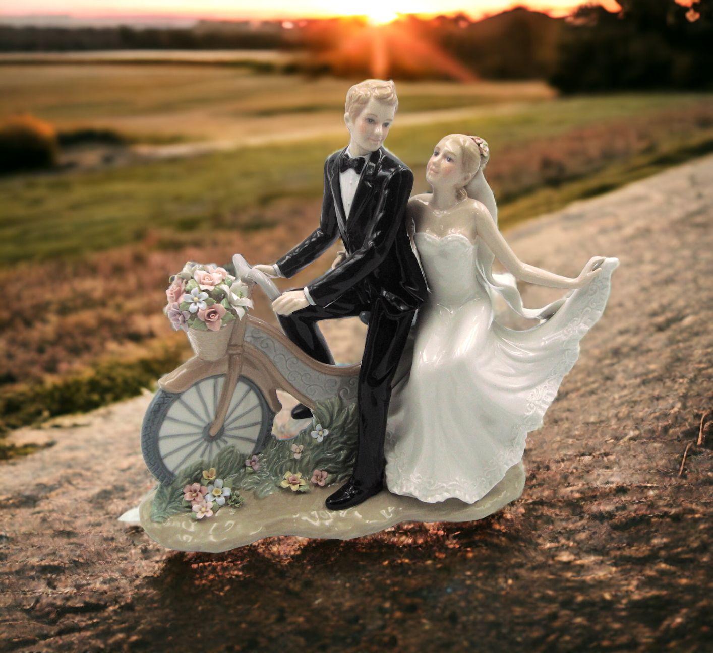 Ceramic Newlywed Couple On Bike Figurine Wedding Décor Wedding Gift Wedding Favor Anniversary Décor Anniversary Gift