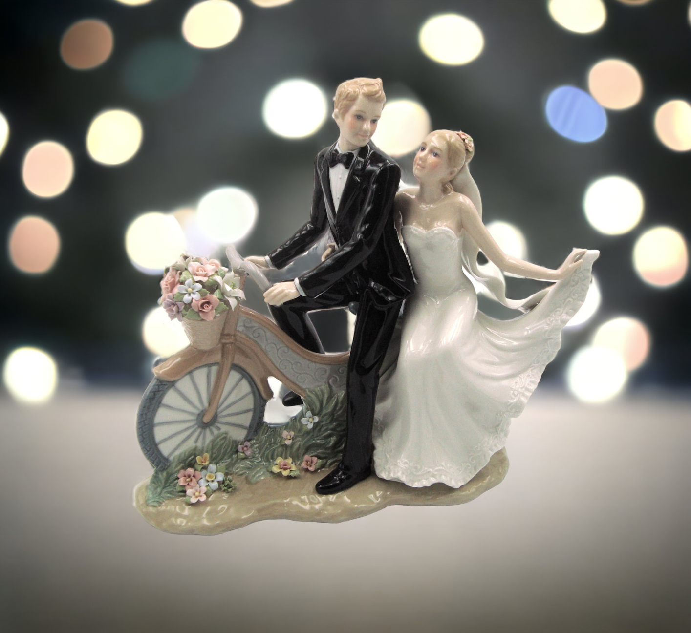 Ceramic Newlywed Couple On Bike Figurine Wedding Décor Wedding Gift Wedding Favor Anniversary Décor Anniversary Gift