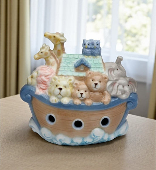 Ceramic Noah’s Ark Piggy Bank Home Décor Religious Décor Religious Gift Church Décor Baptism Gift Nursery Room Decor