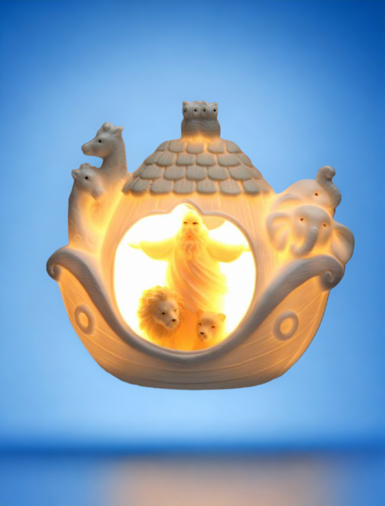 Ceramic Noah’s Ark Plug-In Night Light Home Décor Religious Décor Religious Gift Church Décor Baptism Gift Nursery Room