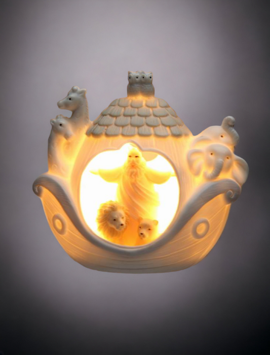 Ceramic Noah’s Ark Plug-In Night Light Home Décor Religious Décor Religious Gift Church Décor Baptism Gift Nursery Room