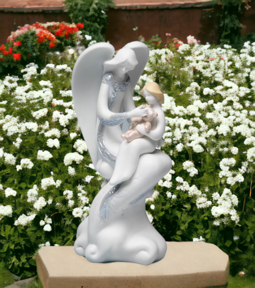 Ceramic Nursing Angel Figurine Home Décor Religious Décor Religious Gift Church Décor Baptism Gift Gift for New Mother