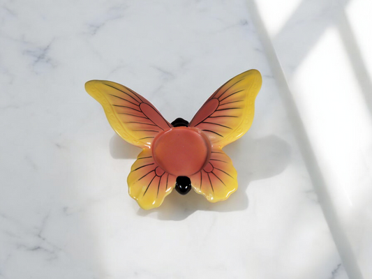 Ceramic Orange Butterfly Tealight Candle Holder Home Decor Bathroom Decor Gift for Her Gift for Mom - Candle holder