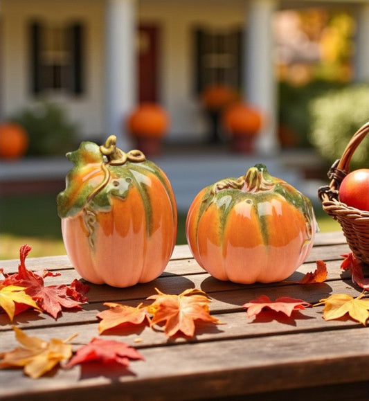Ceramic Orange Pumpkin Salt & Pepper Shakers Gift for Her Gift for Mom Kitchen Décor Farmhouse Decor Fall Décor