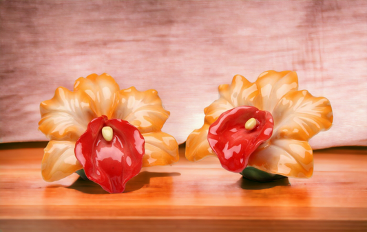 Ceramic Orchid Flower Salt and Pepper Shakers Home Décor Gift for Her Mom Kitchen Décor Farmhouse Décor Vintage Decor