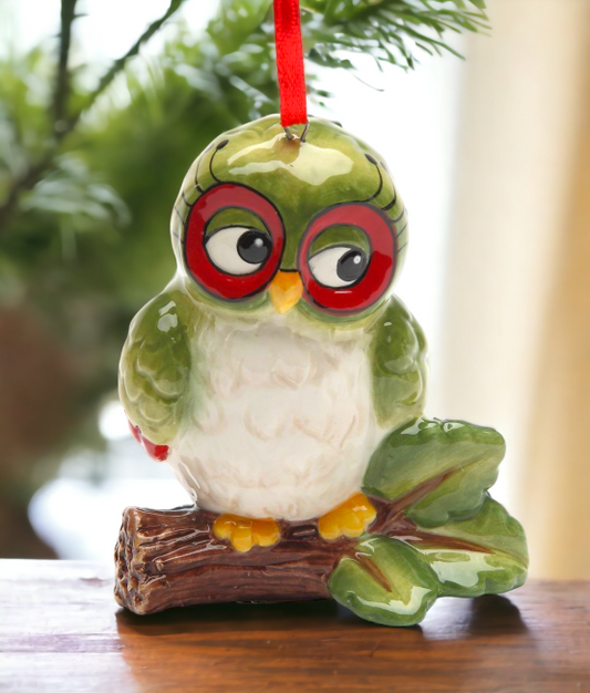 Ceramic Owl On The Tree Branch Ornament Home Décor Gift for Her Gift for Mom Kitchen Décor Birdwatcher Gift - Holiday