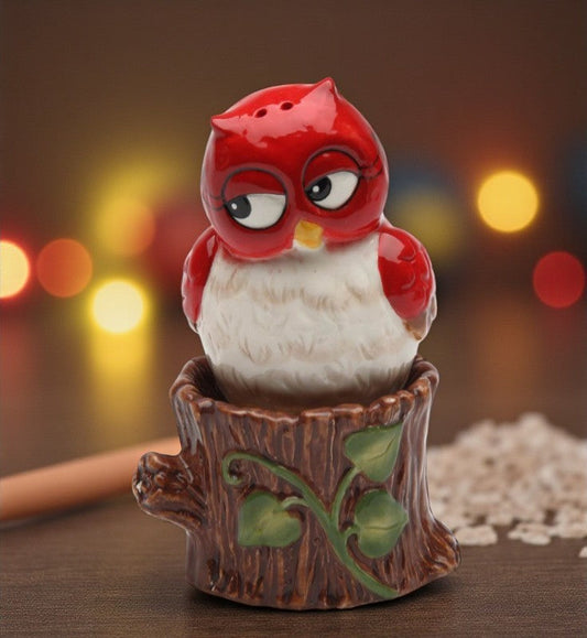 Ceramic Owl On The Tree Stump Salt & Pepper Shakers Home Décor Gift for Her Gift for Mom Kitchen Décor Birdwatcher Gift