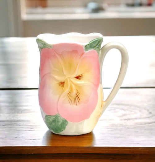 Ceramic Pansy Flower Mug Home Décor Gift for Her Gift for Mom Nature Lover Gift Farmhouse Decor - Mugs