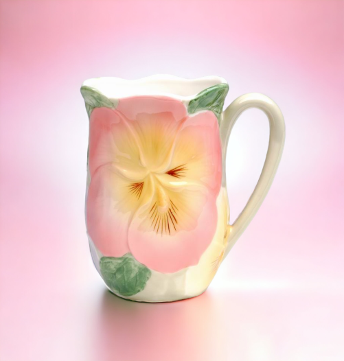 Ceramic Pansy Flower Mug Home Décor Gift for Her Gift for Mom Nature Lover Gift Farmhouse Decor - Mugs