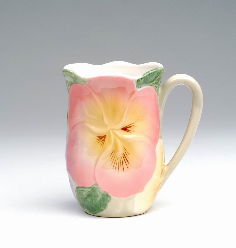 Ceramic Pansy Flower Mug Home Décor Gift for Her Gift for Mom Nature Lover Gift Farmhouse Decor - Mugs
