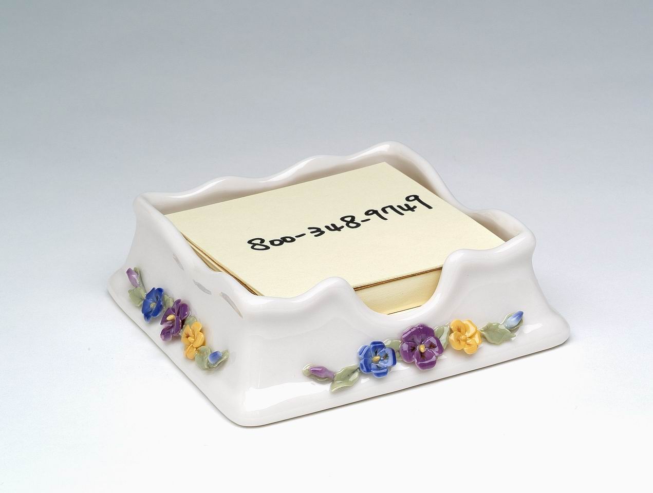 Ceramic Pansy Flower Post-It Holder Home Décor Gift for Her Gift for Coworker Gift for Mom Kitchen Décor Office Decor