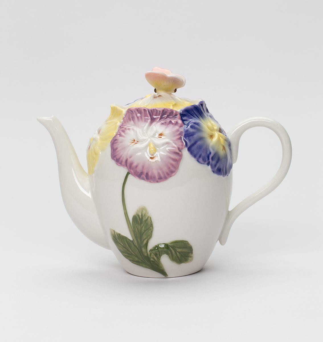Ceramic Pansy Flower Teapot Gift for Her Gift for Mom Kitchen Décor Tea Party Décor Café Décor - teapot