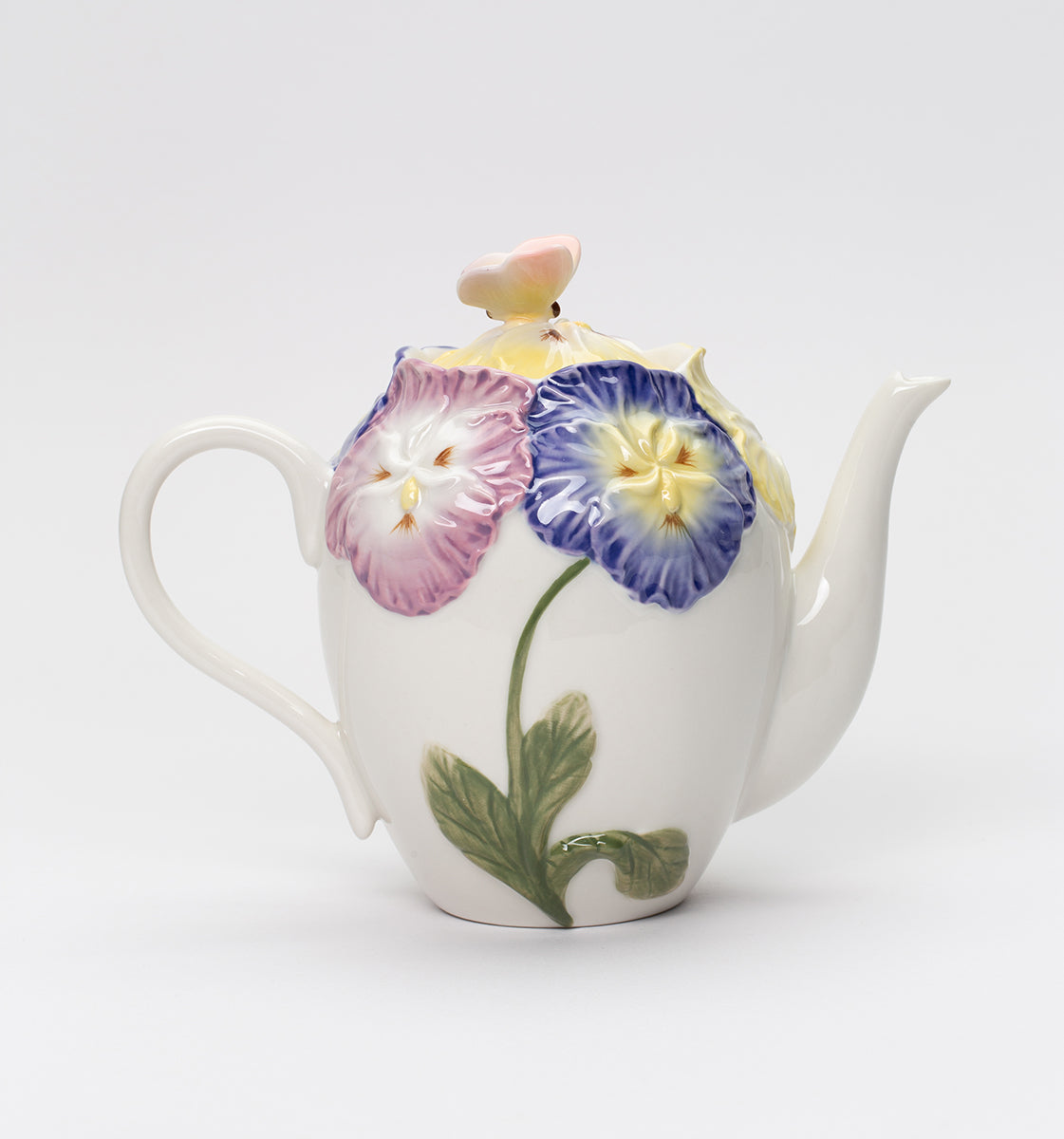 Ceramic Pansy Flower Teapot Gift for Her Gift for Mom Kitchen Décor Tea Party Décor Café Décor - teapot