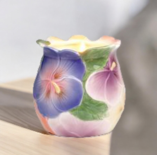 Ceramic Pansy Flower Votive Candle Holder Home Decor Vanity Decor Gift for Her Gift for Mom - Candle Holders