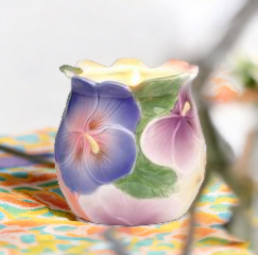 Ceramic Pansy Flower Votive Candle Holder Home Decor Vanity Decor Gift for Her Gift for Mom - Candle Holders
