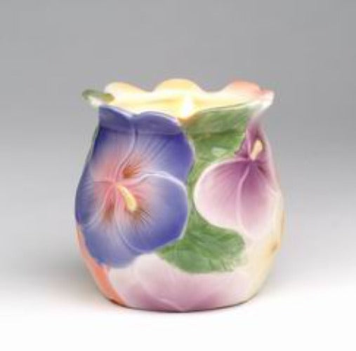 Ceramic Pansy Flower Votive Candle Holder Home Decor Vanity Decor Gift for Her Gift for Mom - Candle Holders