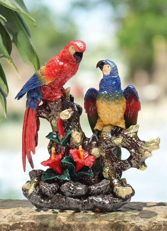 Ceramic Parrot Birds Statue Bird Watcher Gift Centerpiece Decor - Sculptures & Statues