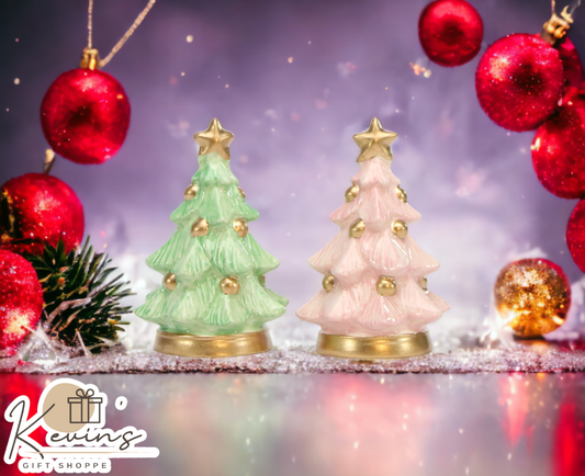 Ceramic Pastel Color Christmas Tree Salt And Pepper Shakers Home Décor Gift for Her Gift for Mom Kitchen Décor
