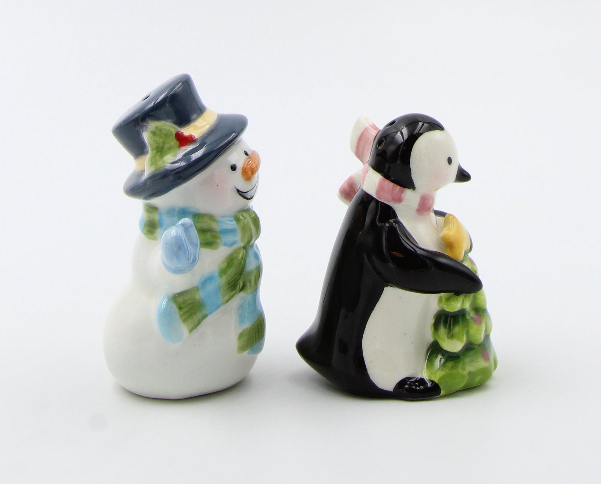 Ceramic Pastel Color Snowman and Penguin Salt and Pepper Shakers Home Décor Gift for Her Gift for Mom Kitchen Décor