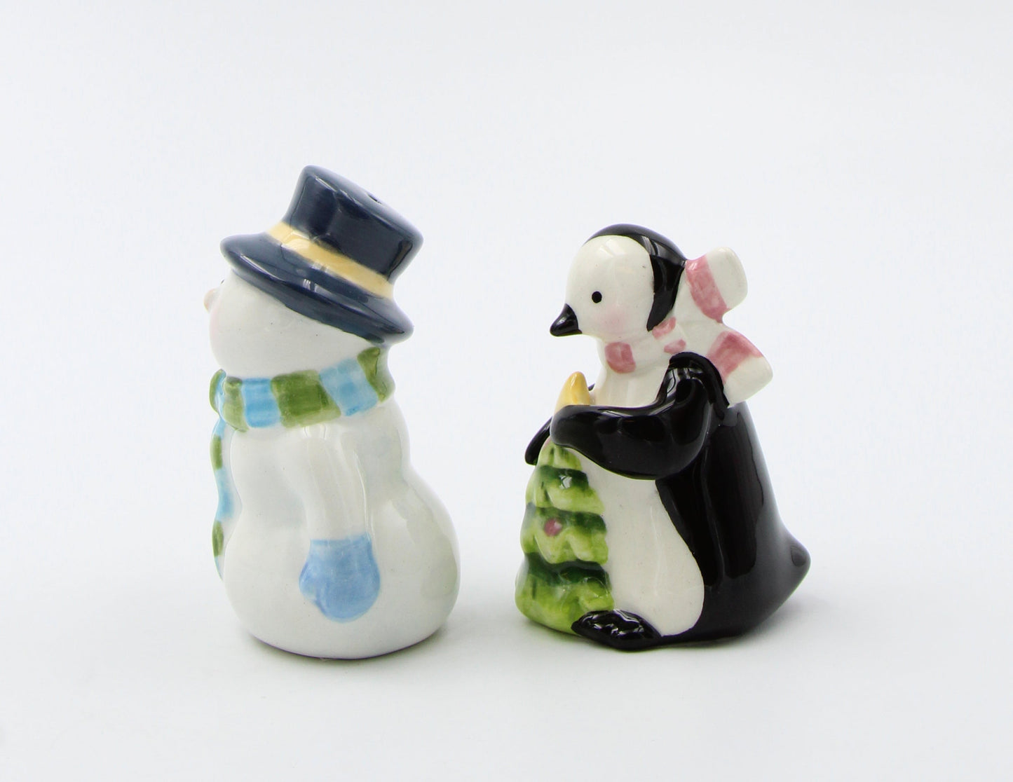 Ceramic Pastel Color Snowman and Penguin Salt and Pepper Shakers Home Décor Gift for Her Gift for Mom Kitchen Décor