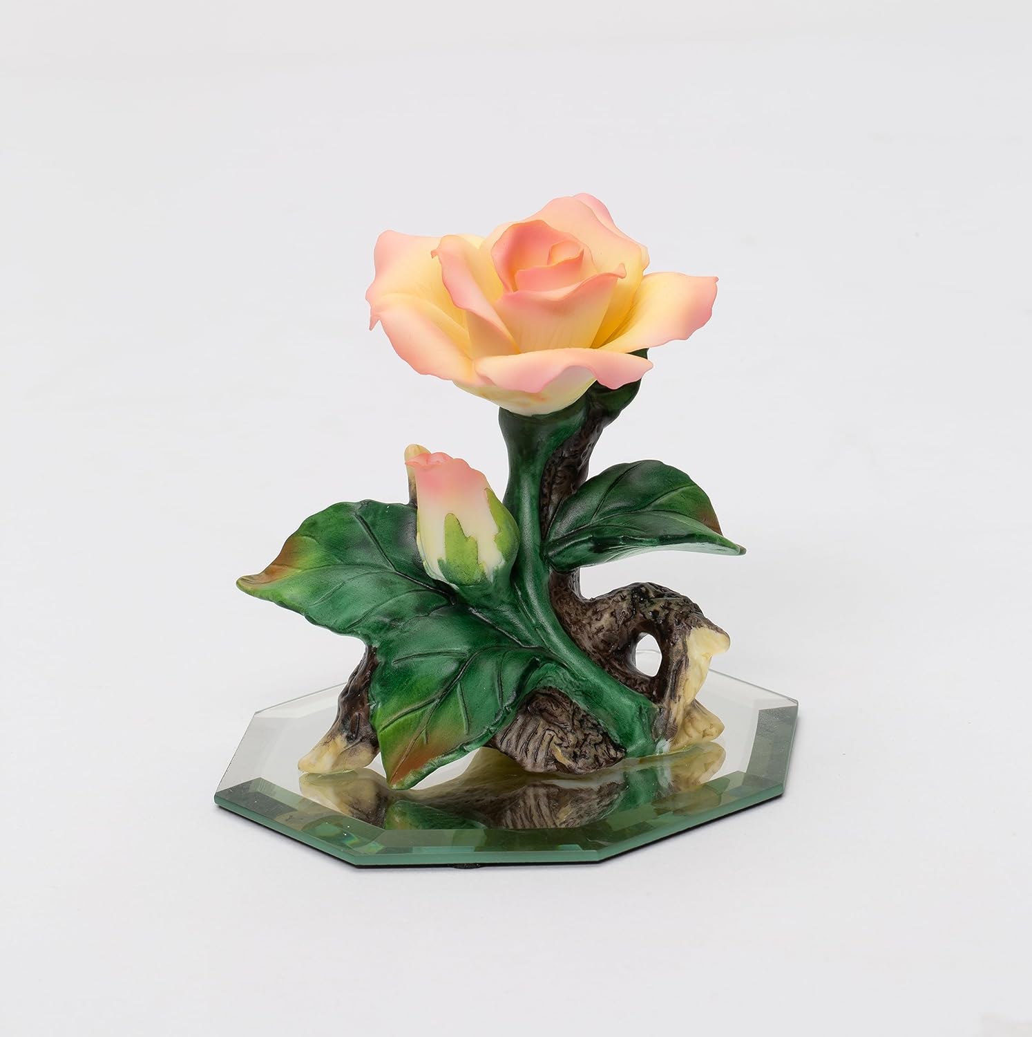 Ceramic Peace Rose Flower on Mirror Figurine Home Décor Gift for Her Gift for Mom Kitchen Décor Farmhouse Décor Vintage