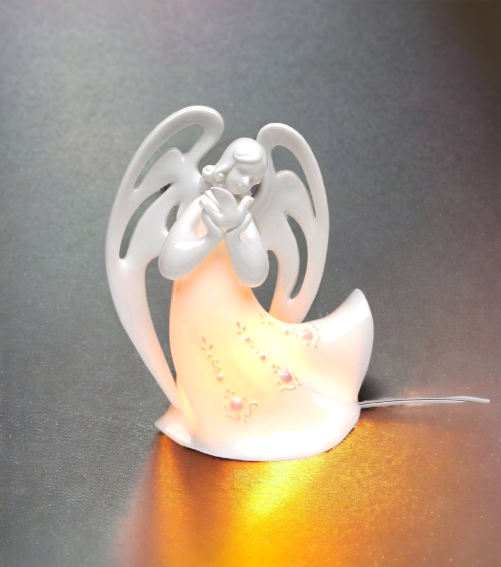 Ceramic Peaceful Angel with Dove Night Light Home Décor Religious Décor Religious Gift Church Décor Baptism Gift